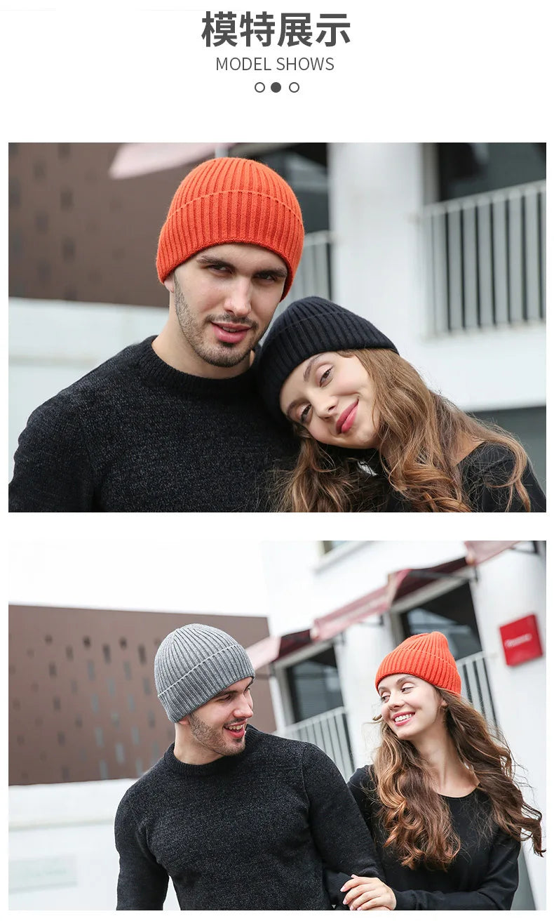 Winter Yarn Knitted Fabric Keep Warm Think Hat For Adult Unisex Skullies & Beanies