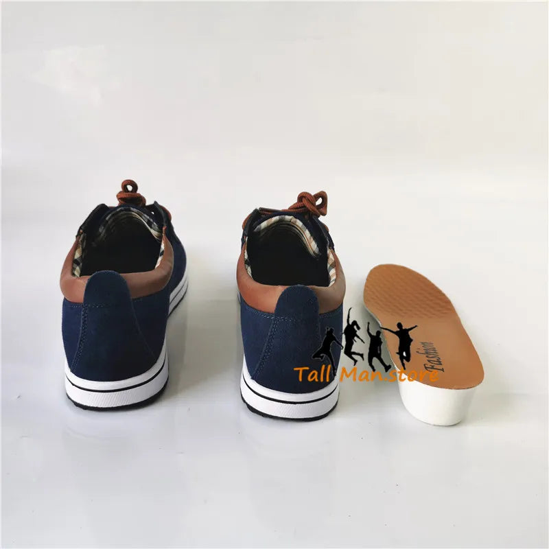 Men Shoes Elevator Sneakers Height Increase  Insole 6CM  Sport Black Blue Brown