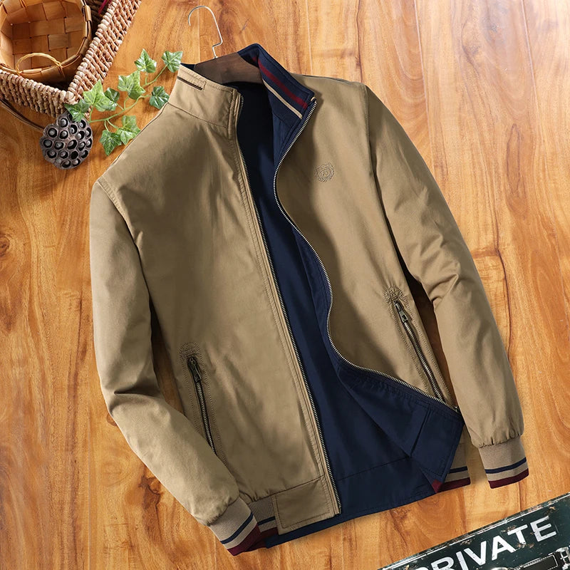 Cotton Wholesale Men's Windbreaker Double Sided Wear Jacket For Men Baseball Bomber Business Jacket Spring Autumn Outdoor Coats