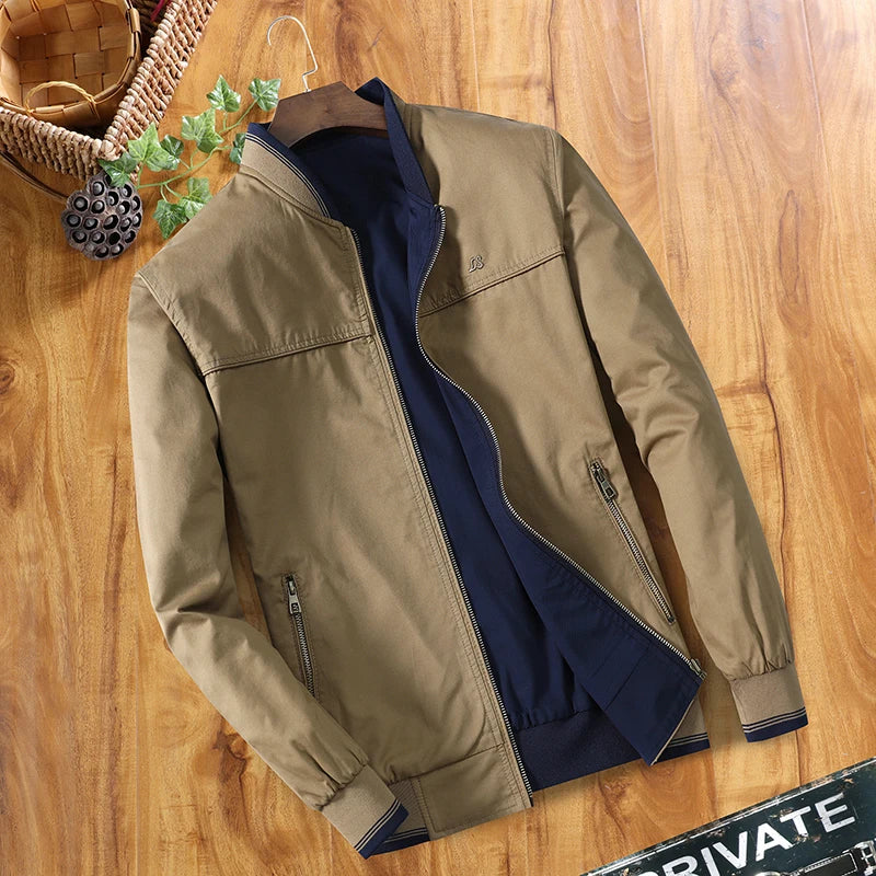 Cotton Wholesale Men's Windbreaker Double Sided Wear Jacket For Men Baseball Bomber Business Jacket Spring Autumn Outdoor Coats