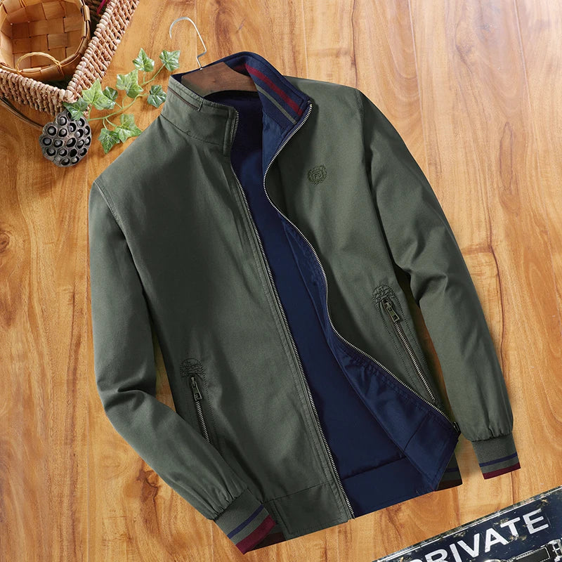 Cotton Wholesale Men's Windbreaker Double Sided Wear Jacket For Men Baseball Bomber Business Jacket Spring Autumn Outdoor Coats