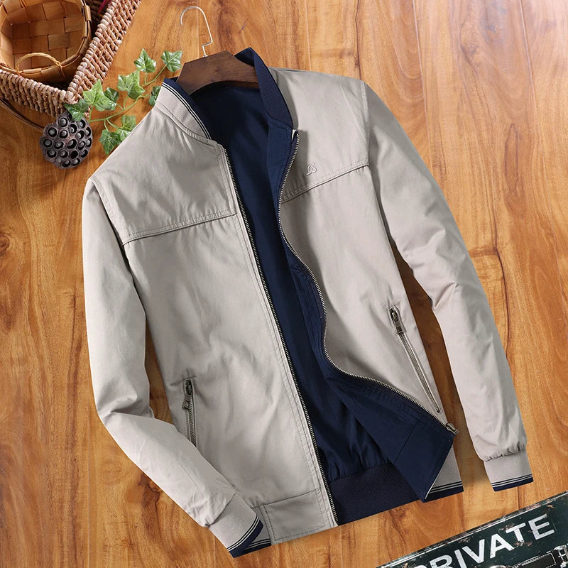 Cotton Wholesale Men's Windbreaker Double Sided Wear Jacket For Men Baseball Bomber Business Jacket Spring Autumn Outdoor Coats