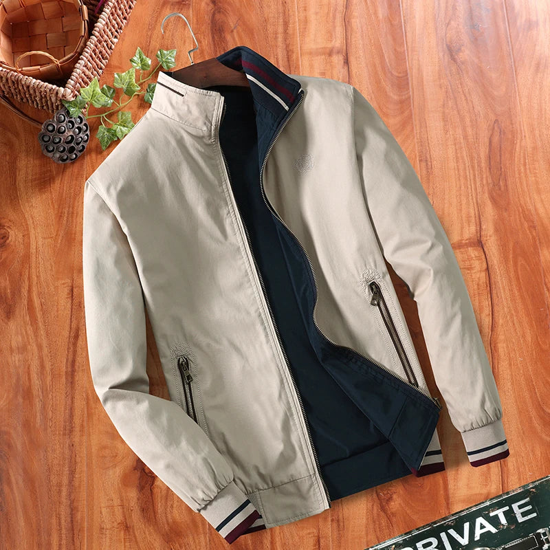 Cotton Wholesale Men's Windbreaker Double Sided Wear Jacket For Men Baseball Bomber Business Jacket Spring Autumn Outdoor Coats