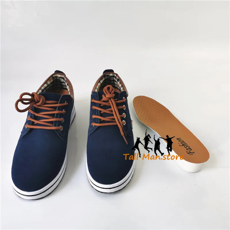 Men Shoes Elevator Sneakers Height Increase  Insole 6CM  Sport Black Blue Brown