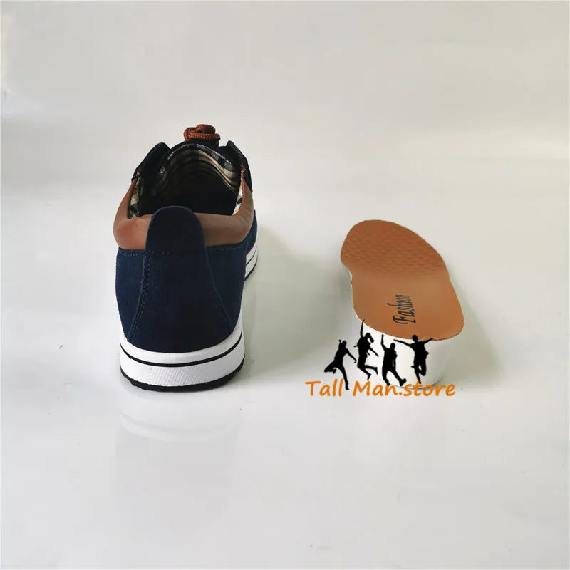 Men Shoes Elevator Sneakers Height Increase  Insole 6CM  Sport Black Blue Brown