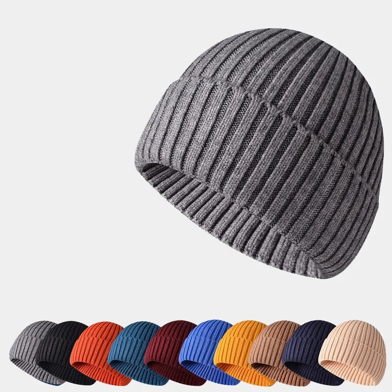 Winter Yarn Knitted Fabric Keep Warm Think Hat For Adult Unisex Skullies & Beanies