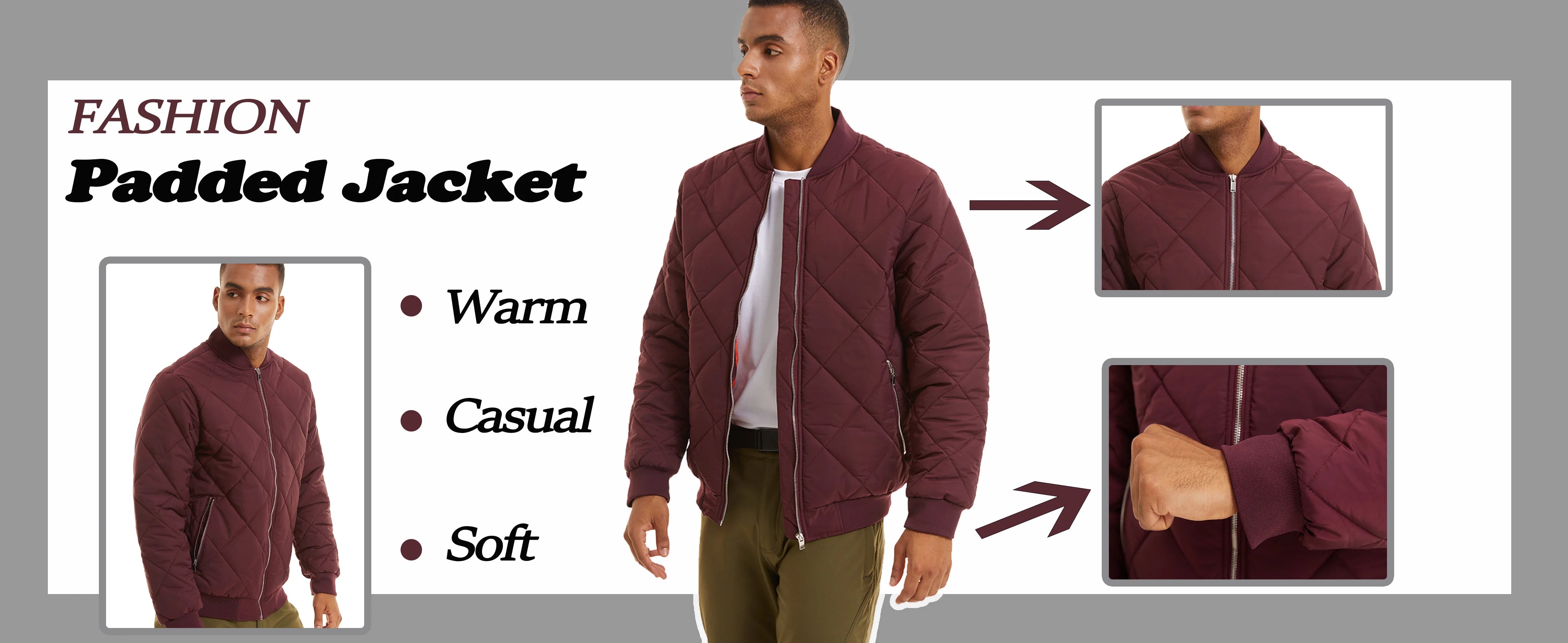 TACVASEN Men's Padded Jackets Winter Full Zipper Windproof Working Casual Coats Fall Winter Thick Warm Baseball Varsity Jacket