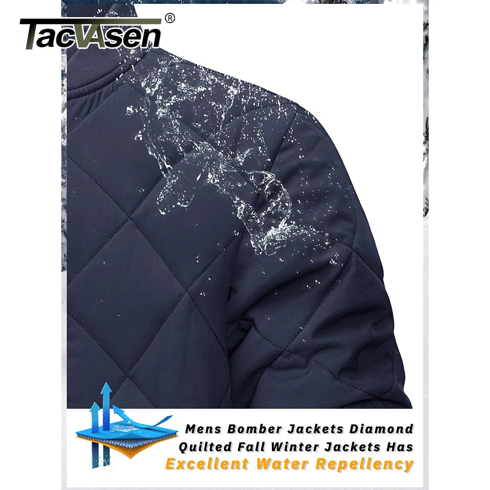 TACVASEN Men's Padded Jackets Winter Full Zipper Windproof Working Casual Coats Fall Winter Thick Warm Baseball Varsity Jacket