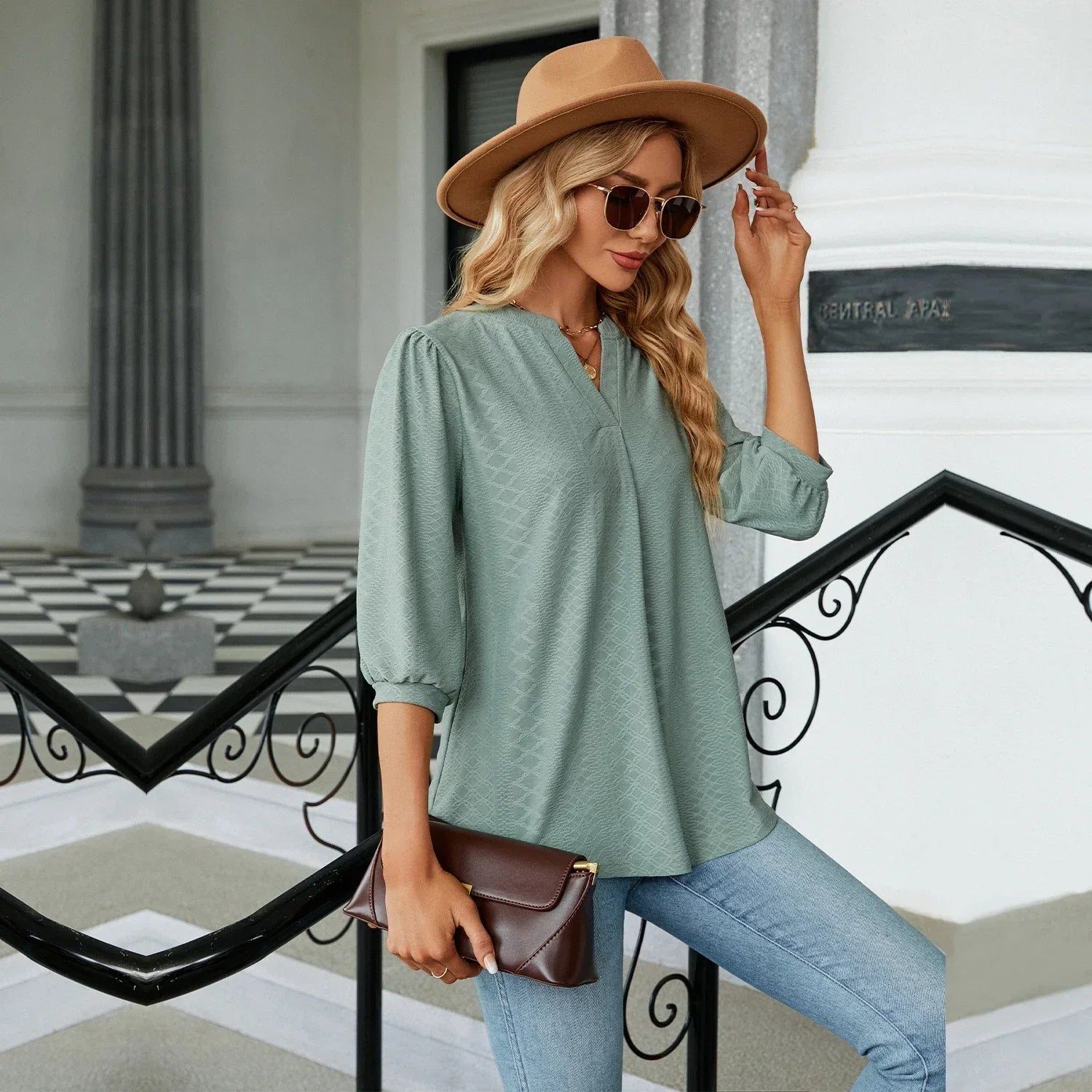 Women's Shirts & Blouses Korean Popular Clothes Green Elegant Tops for Women Trend 2024 Ladies Summer Clothing Top