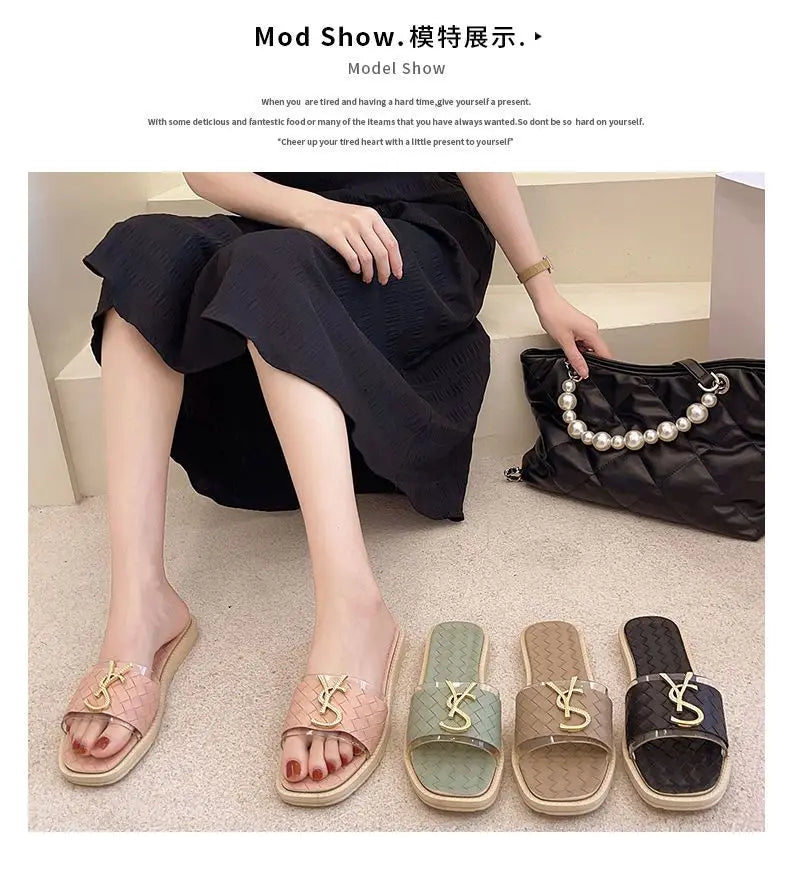 Summer Women Slippers Luxury Designer Korean PU Leather Ladies Outdoor Sandals Indoor Office Anti-slip Flip Flops Pregnant Women