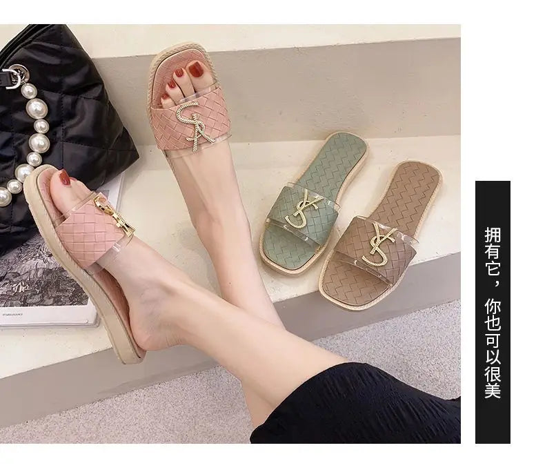 Summer Women Slippers Luxury Designer Korean PU Leather Ladies Outdoor Sandals Indoor Office Anti-slip Flip Flops Pregnant Women