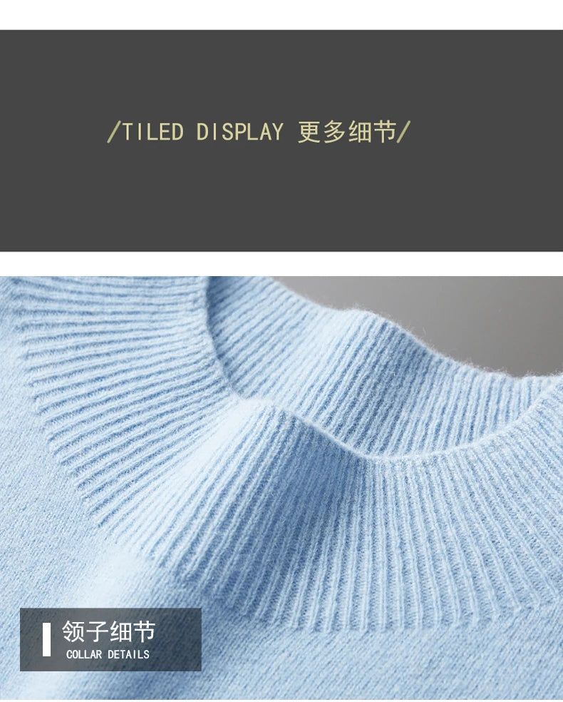 Autumn/Winter New  Men' Cashmere Sweater First-Line Ready-To-Wear Pullover Half Turtleneck Casual Sweater Pure Wool Knit Shirt