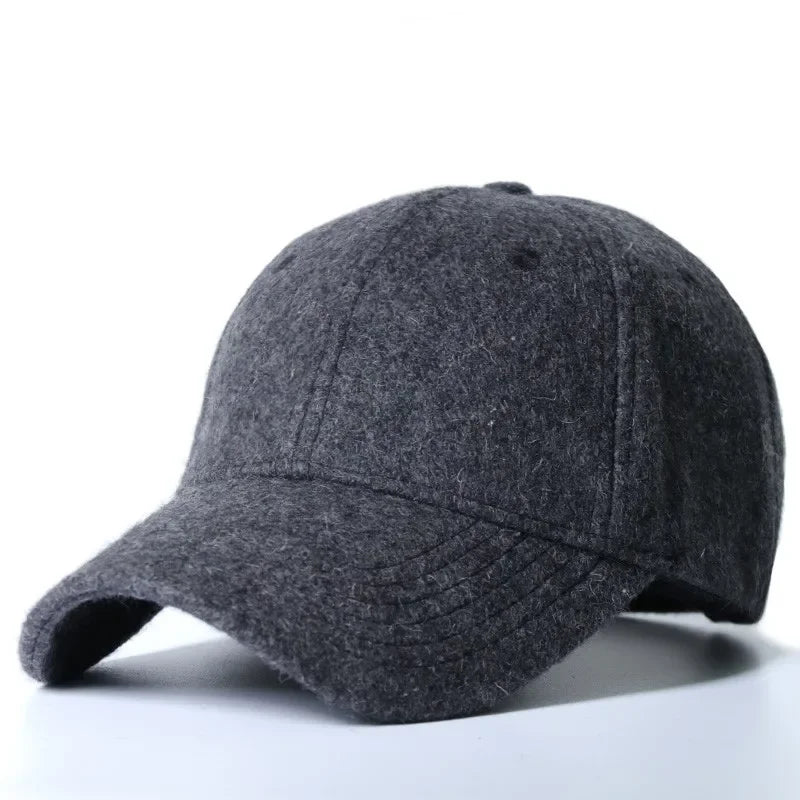 Baseball Cap for Men Winter Wool Hat Keep Warm Big Head Circumference Thickened Solid Color Trucker Cap Dad Hat High Quality