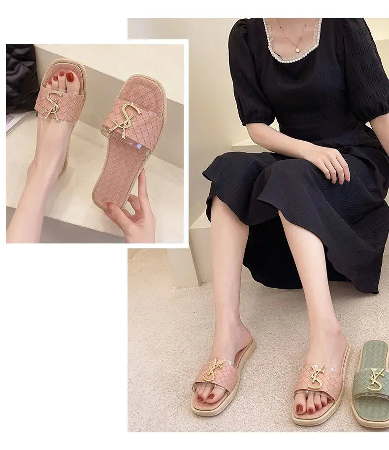 Summer Women Slippers Luxury Designer Korean PU Leather Ladies Outdoor Sandals Indoor Office Anti-slip Flip Flops Pregnant Women