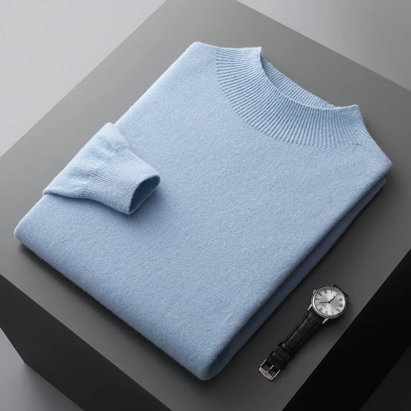 Autumn/Winter New  Men' Cashmere Sweater First-Line Ready-To-Wear Pullover Half Turtleneck Casual Sweater Pure Wool Knit Shirt