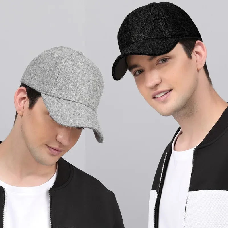 Baseball Cap for Men Winter Wool Hat Keep Warm Big Head Circumference Thickened Solid Color Trucker Cap Dad Hat High Quality